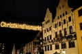 Christkindlesmarkt or Christmas Market or Weihnachtsmarkt whit Christmas illuminations in Nuremberg, Germany