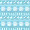 Christman nordic seamless pattern - deer, snowflakes and trees