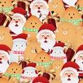 Pattern Merry Christmas with Santa reindeer snowman baer vector illustration. Royalty Free Stock Photo