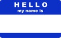 Blue Hello my name is, tag label Royalty Free Stock Photo