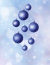 Christmas abstract background with blue glistening balls Royalty Free Stock Photo