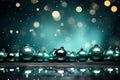 Christmas abstract background, blue green Christmas balls on bokeh effect background Royalty Free Stock Photo