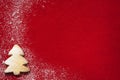 Christmas abstract background with cookies on red