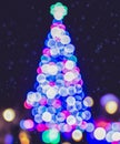 Christmas abstract blur background light bokeh from Xmas tree at night party in winter Royalty Free Stock Photo