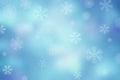 Christmas abstract winter shiny snow bokeh background with unique snowflakes Royalty Free Stock Photo