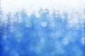 Christmas abstract winter shiny snow bokeh background with unique snowflakes Royalty Free Stock Photo