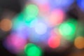 Christmas abstract. City night light blur bokeh, defocused background. Royalty Free Stock Photo