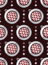 Christmas abstract geometry balls and Christmas trees. Silver geometric seamless pattern on dark red background Royalty Free Stock Photo