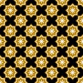 Christmas abstract pattern. Seamless pattern with star cookies and snowflakes on a black background. Geometric simple festive Royalty Free Stock Photo