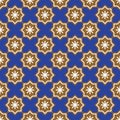 Christmas abstract pattern. Winter seamless pattern with star cookies and snowflakes on a blue background. Geometric simple Royalty Free Stock Photo