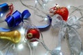 Christmas abstract set of ornaments and lights on neutral background. Royalty Free Stock Photo