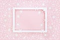 Christmas Abstract Snowflake and Snow Pink Background Border Royalty Free Stock Photo