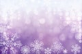 Christmas abstract winter shiny snow bokeh background with unique snowflakes Royalty Free Stock Photo