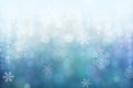 Christmas abstract winter shiny snow bokeh background with unique snowflakes Royalty Free Stock Photo