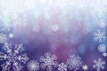 Christmas abstract winter shiny snow bokeh background with unique snowflakes Royalty Free Stock Photo