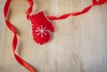 Christmas accessories hanging on white wooden wall Royalty Free Stock Photo