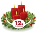 Christmas advent background with wreath and candles Royalty Free Stock Photo