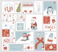 Christmas advent calendar, cute hand drawn style. Royalty Free Stock Photo