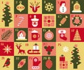 Christmas Advent calendar with geometric elements and decoration. Christmas poster. Royalty Free Stock Photo