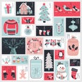 Christmas advent calendar, hand drawn style. Royalty Free Stock Photo