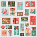 Christmas advent calendar, hand drawn style. Royalty Free Stock Photo