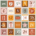 Christmas advent calendar, hand drawn style. Royalty Free Stock Photo