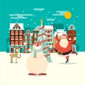 Christmas advent calendar template. Vector xmas greeting card la