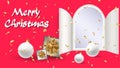 Christmas advent door opening on red Royalty Free Stock Photo