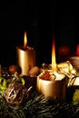 Christmas advent wreath with burning candles Royalty Free Stock Photo