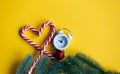 Christmas alarm clock and lolipop Royalty Free Stock Photo
