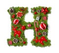 Christmas alphabet letter H Royalty Free Stock Photo