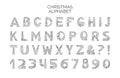 Christmas alphabet vector outline typeset Royalty Free Stock Photo