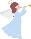 Cute Christmas angels flat vector illustration. Royalty Free Stock Photo