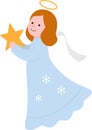 Cute Christmas angels flat vector illustration. Royalty Free Stock Photo