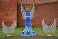 Christmas angel on background of wall of Wawel Royal Castle, Krakow, Poland Royalty Free Stock Photo