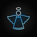 Christmas Angel blue modern vector icon in outline style