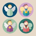 Christmas angel flat icon pack with long shadow Royalty Free Stock Photo