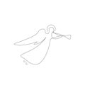 Christmas angel line drawing, vector illustration Royalty Free Stock Photo