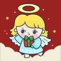Christmas angel and gift fairy princess baby character Royalty Free Stock Photo
