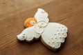 Christmas angel gingerbread cookie. Holidays food and decoration concept Royalty Free Stock Photo