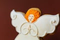 Christmas angel gingerbread cookie. Holidays food and decoration concept Royalty Free Stock Photo