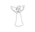 Christmas angel, holy spirit, guardian one line art. Continuous line drawing of new year holidays, statuette, Christmas Royalty Free Stock Photo