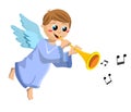 Christmas Angel kid Playing Trumpet Royalty Free Stock Photo