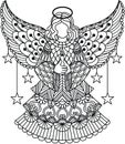 Line art design of Christmas Angel for coloring book, coloing page or print on product. Vector illustration