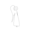 Christmas angel line drawing, vector illustration Royalty Free Stock Photo