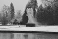 Christmas angel sculpture in the baroque park of Hellbrunn Palace. Salzburg, Austria. Royalty Free Stock Photo