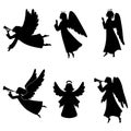 Christmas angel silhouette set