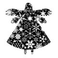 Christmas Angel Silhouette with Snowflakes Design Royalty Free Stock Photo
