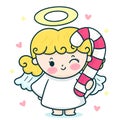 Christmas angel and sweet candy vector fairy princess baby Royalty Free Stock Photo