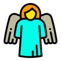 Christmas angel tree toy icon, outline style